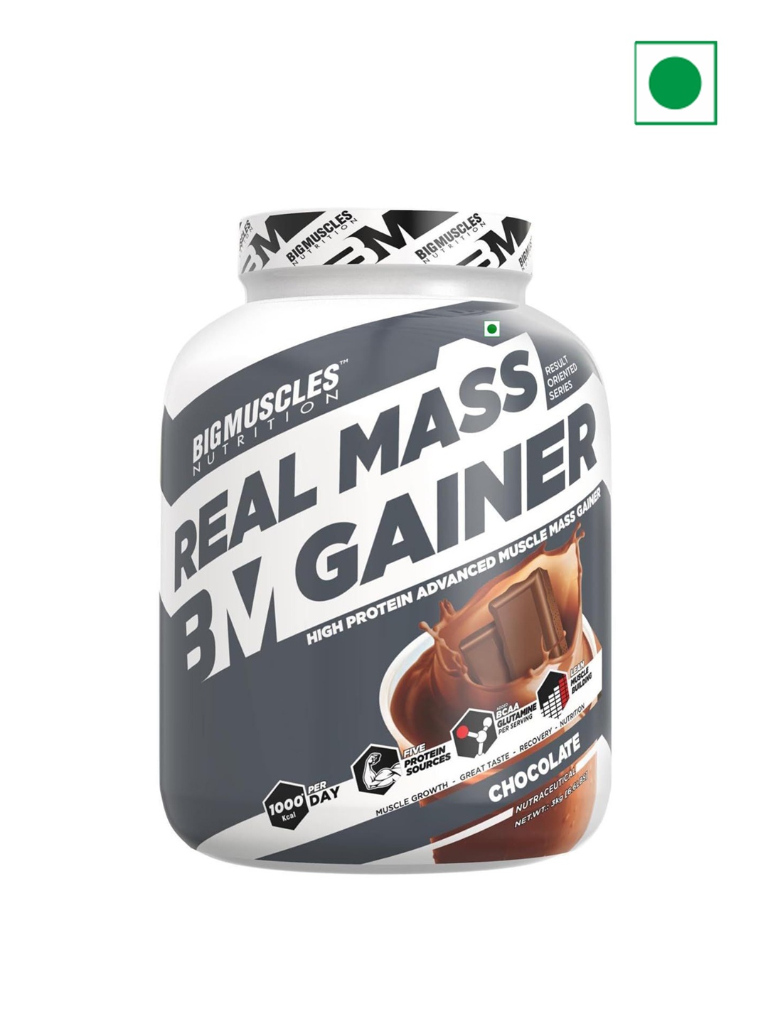 

Bigmuscles Nutrition Real Mass Gainer - 1 Kg - Malai Kulfi, Grey