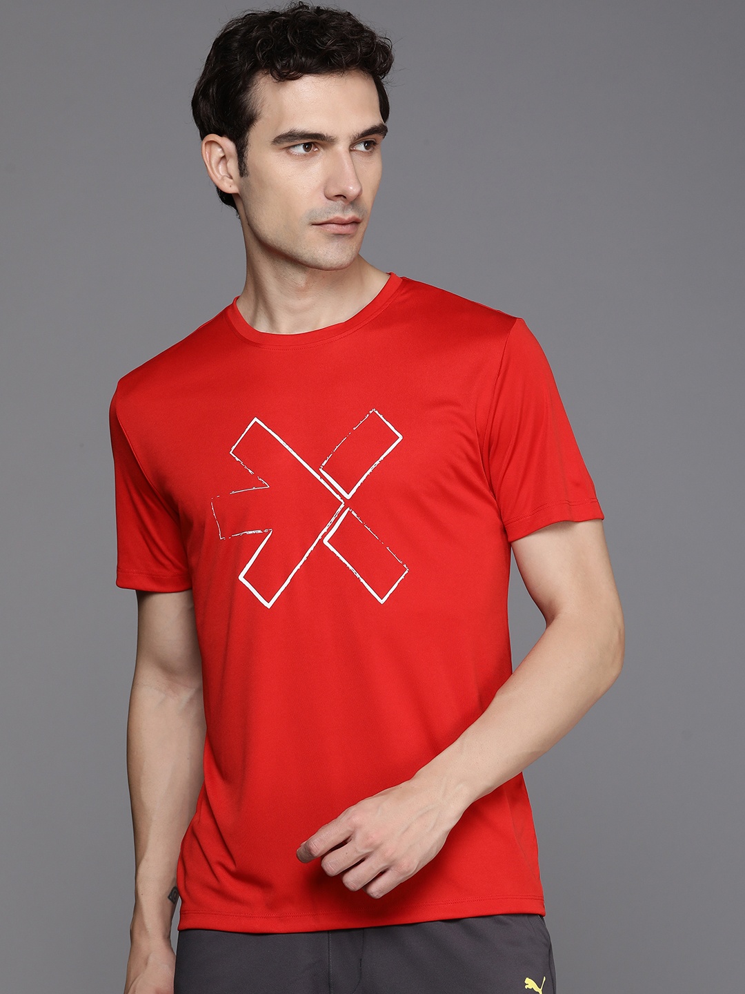 

HRX by Hrithik Roshan Brand Logo Printed Rapid-Dry Antimicrobial Training T-shirt, Red