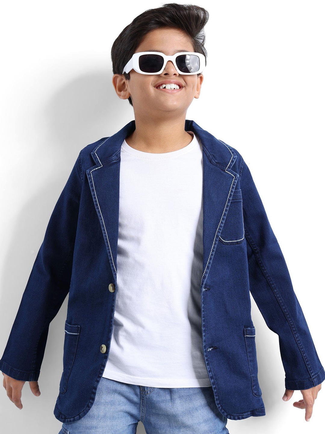 

ARIAS By LARA DUTTA Boys Cotton Single-Breasted Blazer, Blue