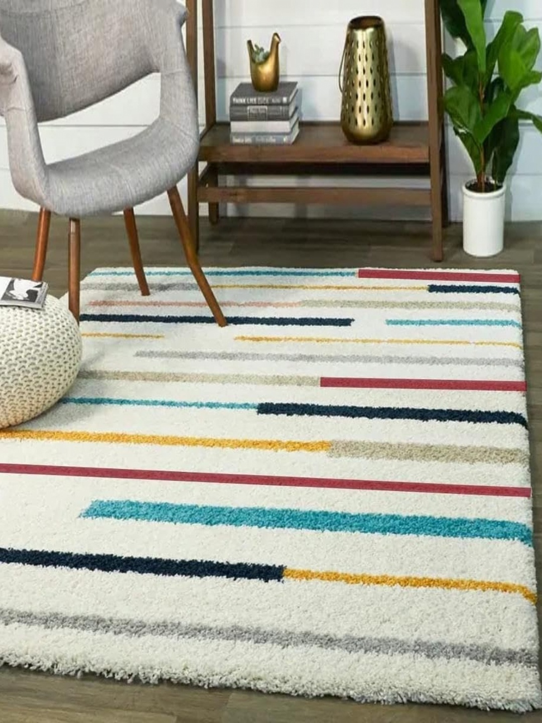 

Banchmark Home Furnishings Beige & Blue Striped Anti-Skid Carpet