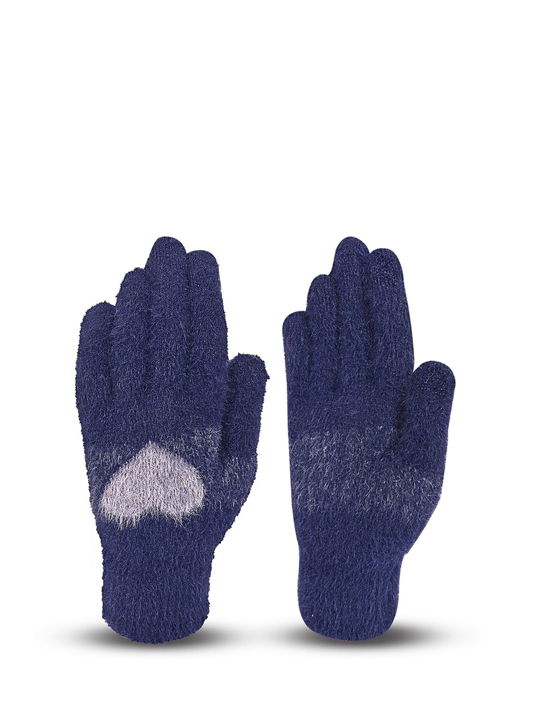 

LOOM LEGACY Women Patterned Acrylic Winter Gloves, Navy blue