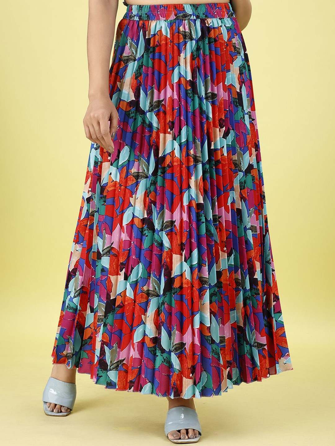 

ZWERLON Floral Printed A-Line Maxi Skirt, Red