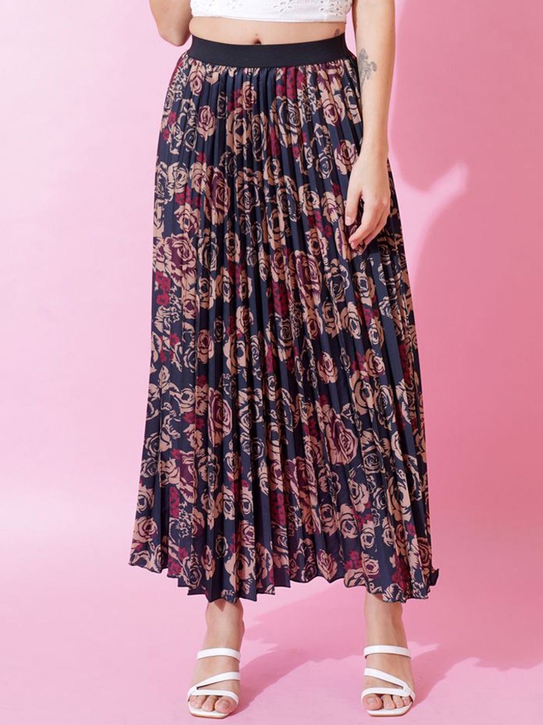 

ZWERLON Floral Printed A-Line Maxi Skirt, Green