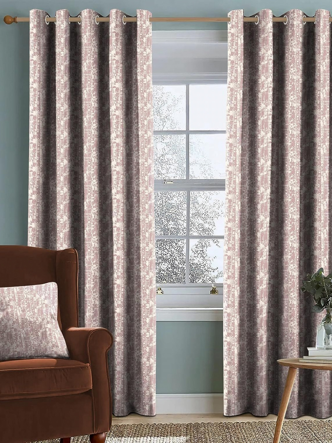 

Nefertiti Home Pink Set of 2 Floral Black Out Door Curtain