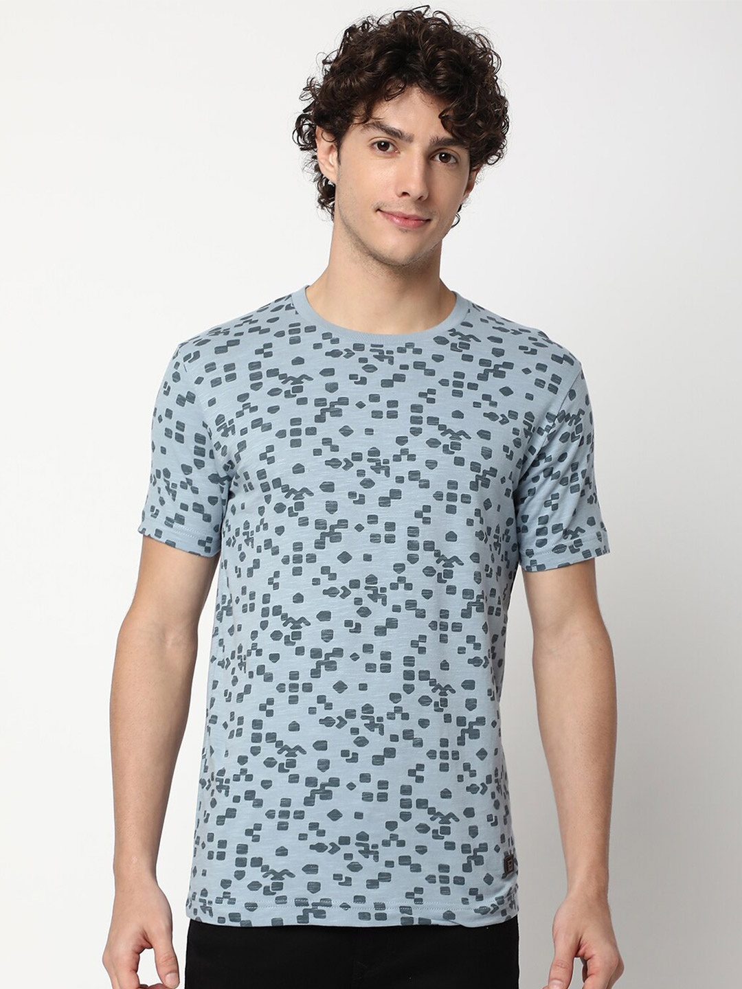 

Mufti Abstract Printed Cotton T-shirt, Grey