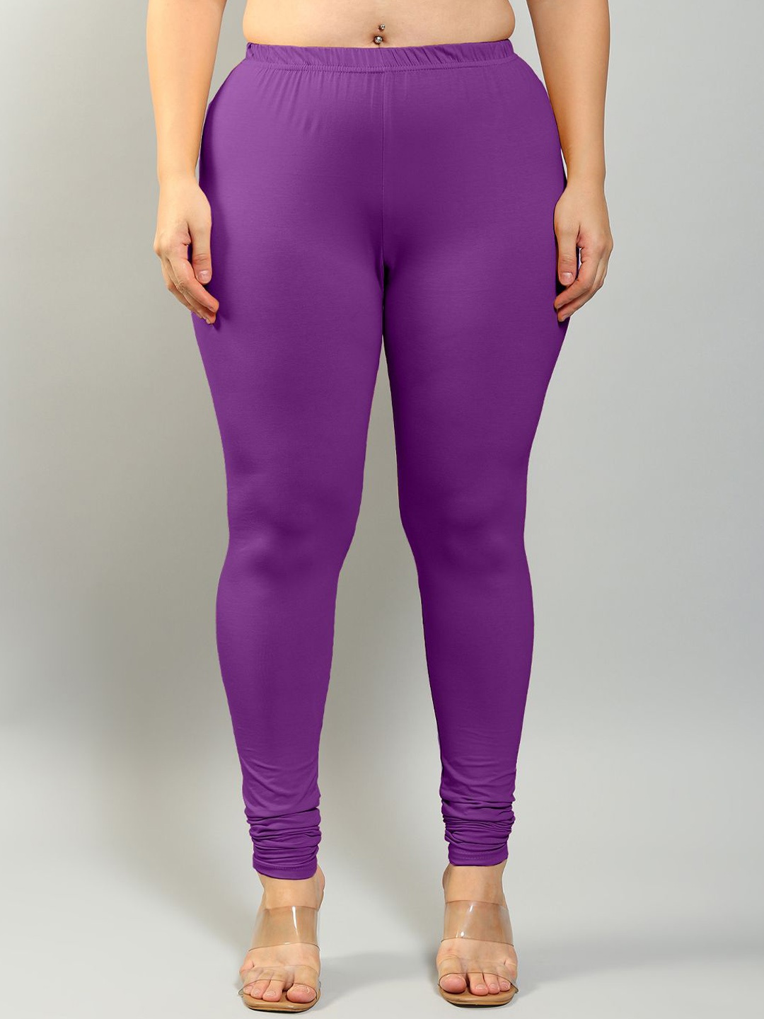 

Plus Size Women Churidar Length Stretchable Plus Size Leggings, Purple