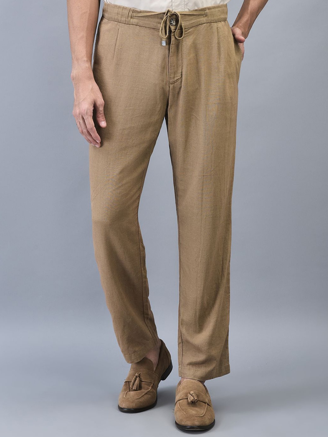 

Woodland Men Mid-Rise Parallel Trousers, Camel brown
