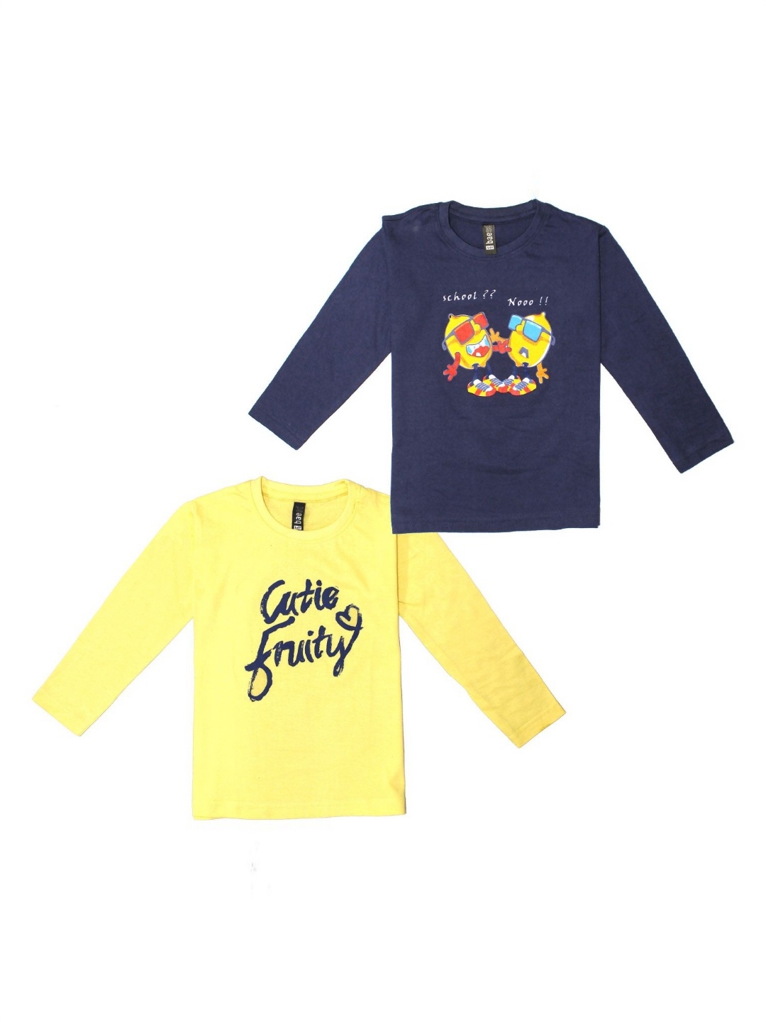 

BAESD Girls Set Of 2 Graphic Printed Pure Cotton T-shirts, Yellow
