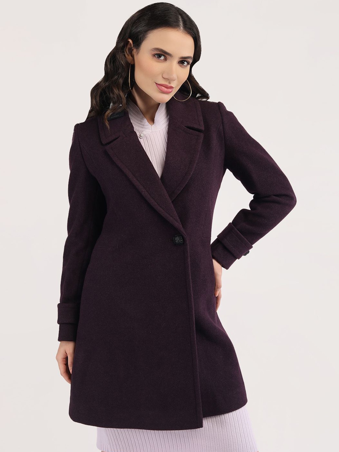 

LURE URBAN Women Single-Breasted Winter Overcoat, Violet
