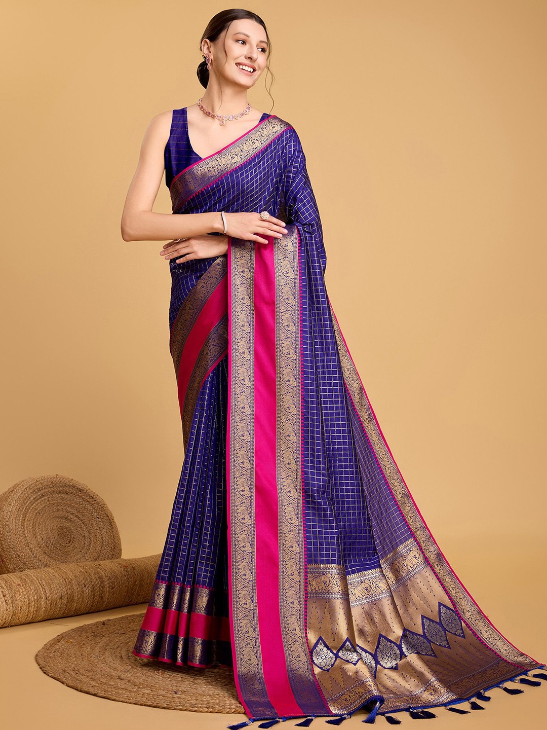 

Kriyansh Woven Design Zari Silk Blend Banarasi Saree, Blue