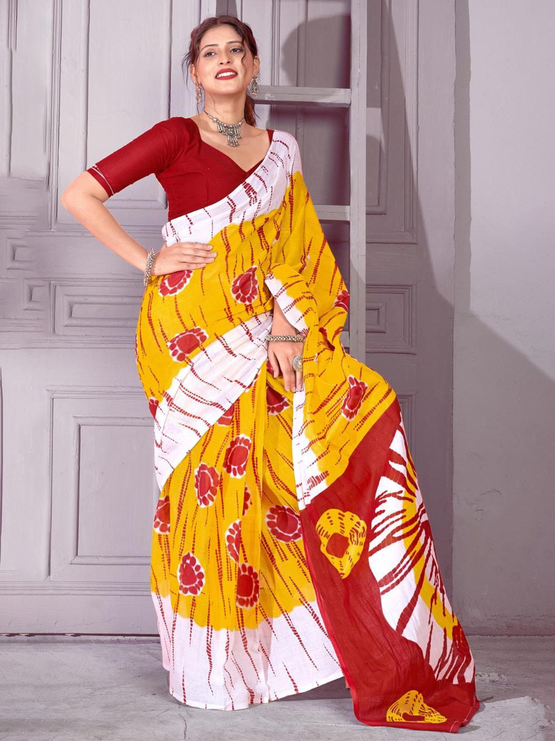 

Anouk Ethnic Motifs Printed Pure Cotton Saree, Orange