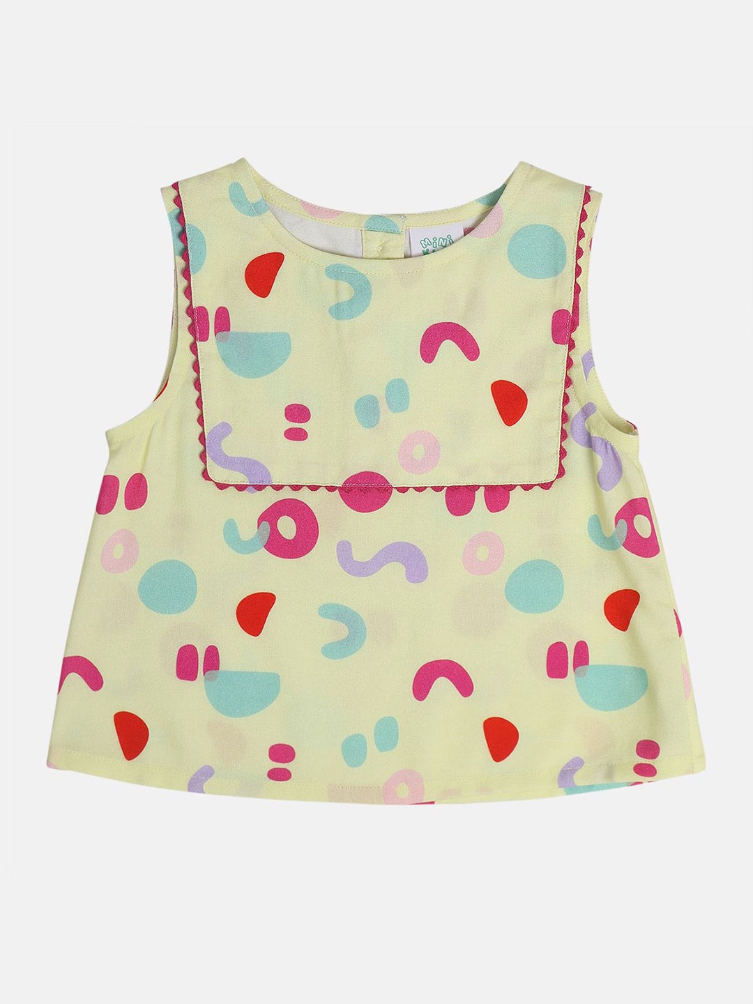 

MINI KLUB Girls Conversational Printed Round Neck Top, Yellow