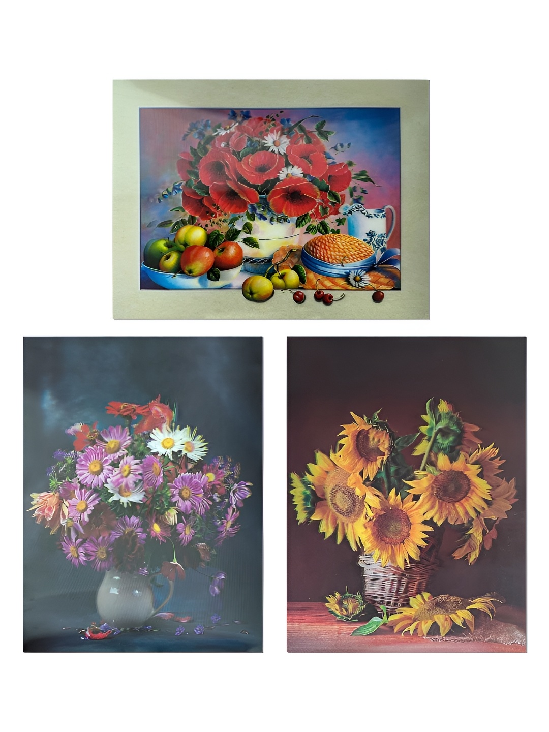 

Art Street Set of 3 Multicolor Sunflower Wall Painting 5D/3D Art, Yellow