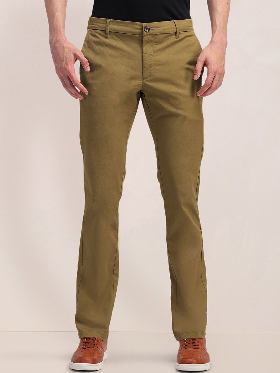

U.S. Polo Assn. Men Solid Urban Slim Slim Fit Chinos Trousers, Olive