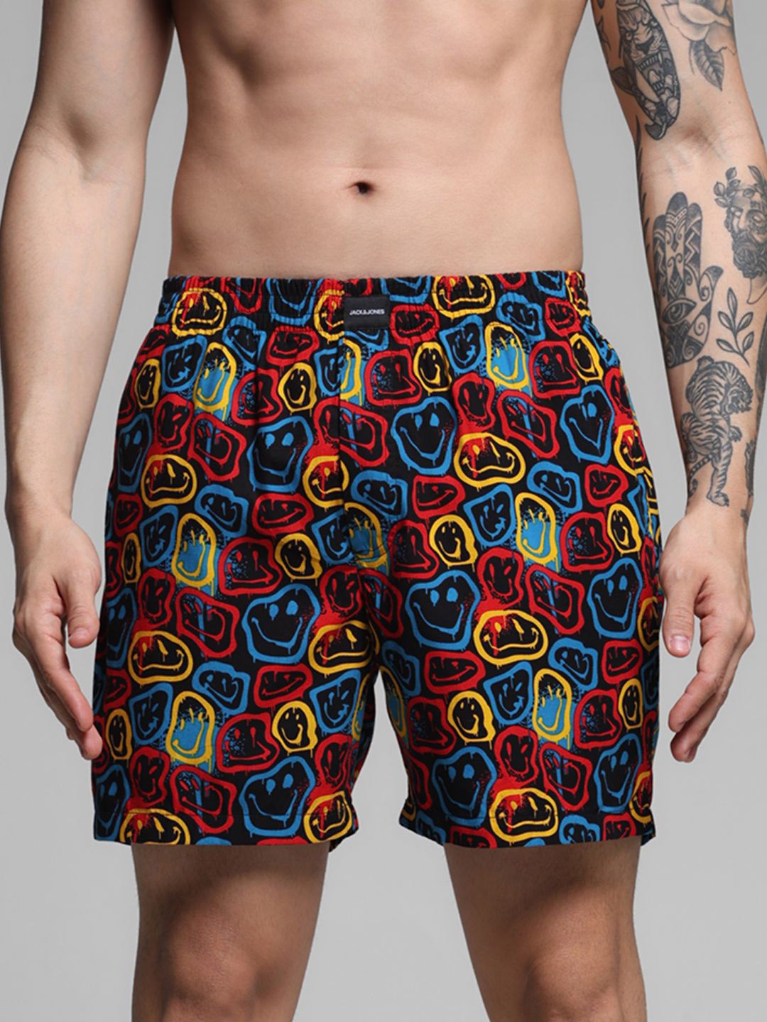 

Jack & Jones Men Printed Pure Cotton Boxers 9008061001, Black