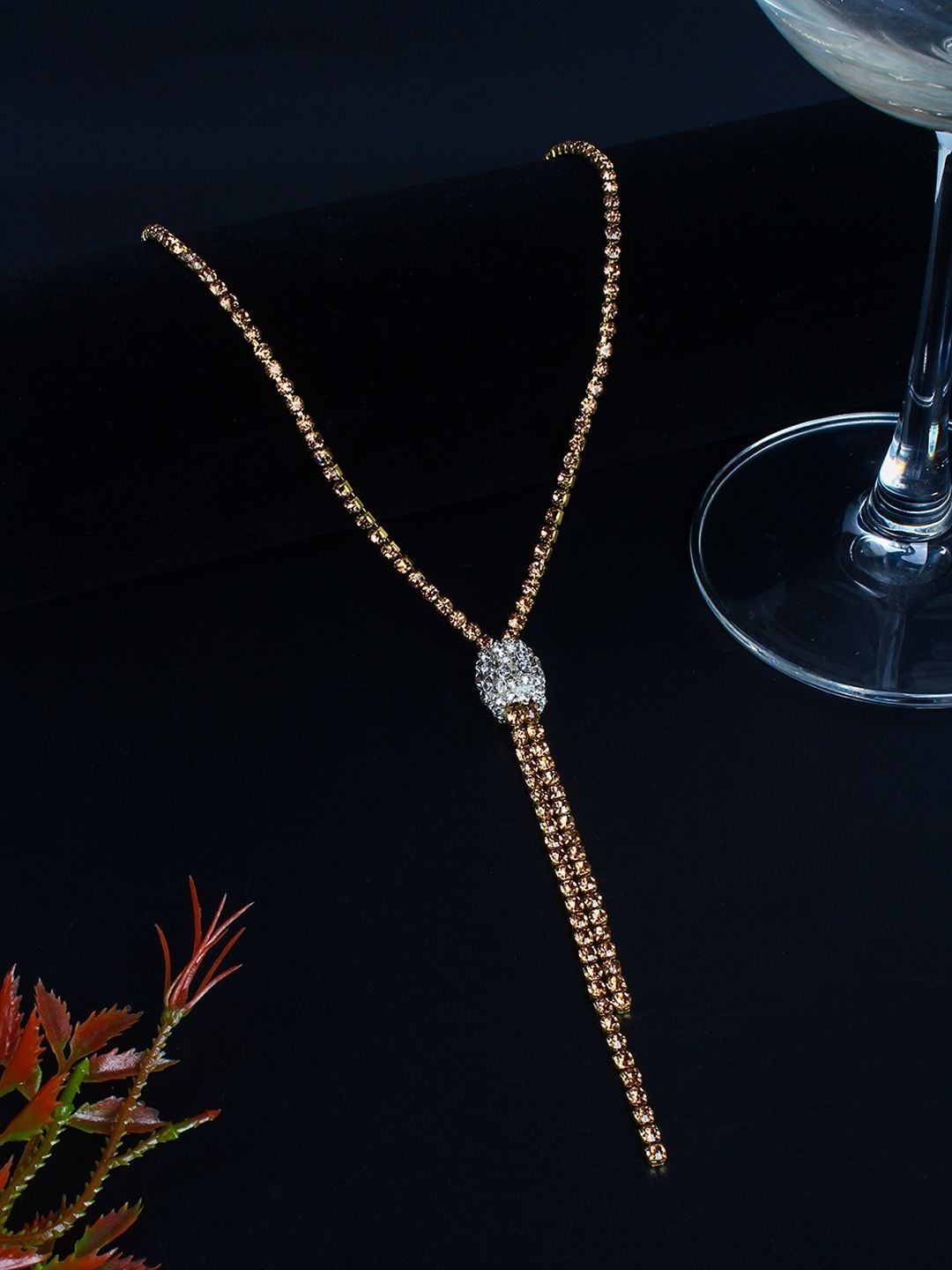 

KPOP Rose Gold-Plated Stones Studded Necklace