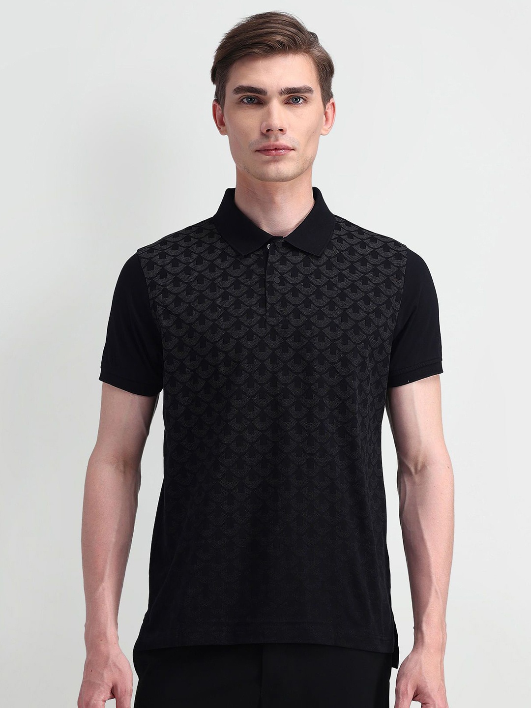 

Arrow New York Men Printed Polo Collar T-shirt, Black