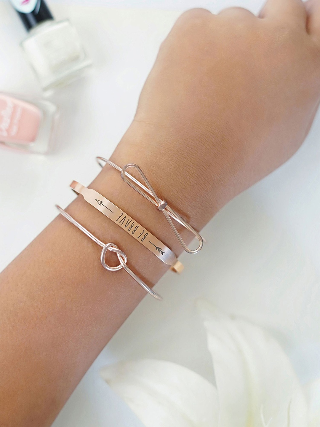 

JOKER & WITCH Set Of 3 Marilla Cuff Bracelet, Rose gold