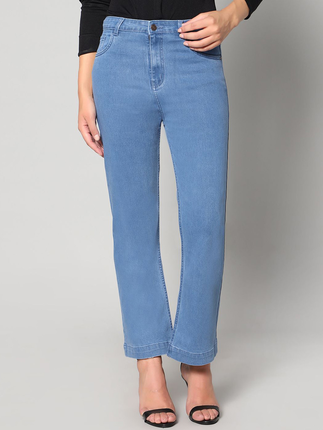 

BAESD Women Wide Leg High-Rise Stretchable Jeans, Blue