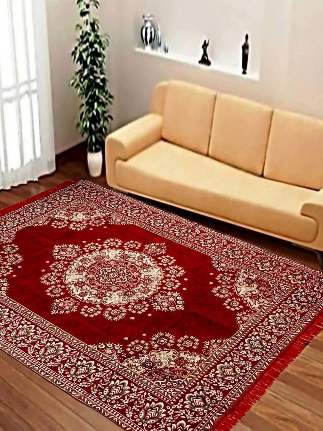 

Sparrow world Red Solid Cotton Carpet