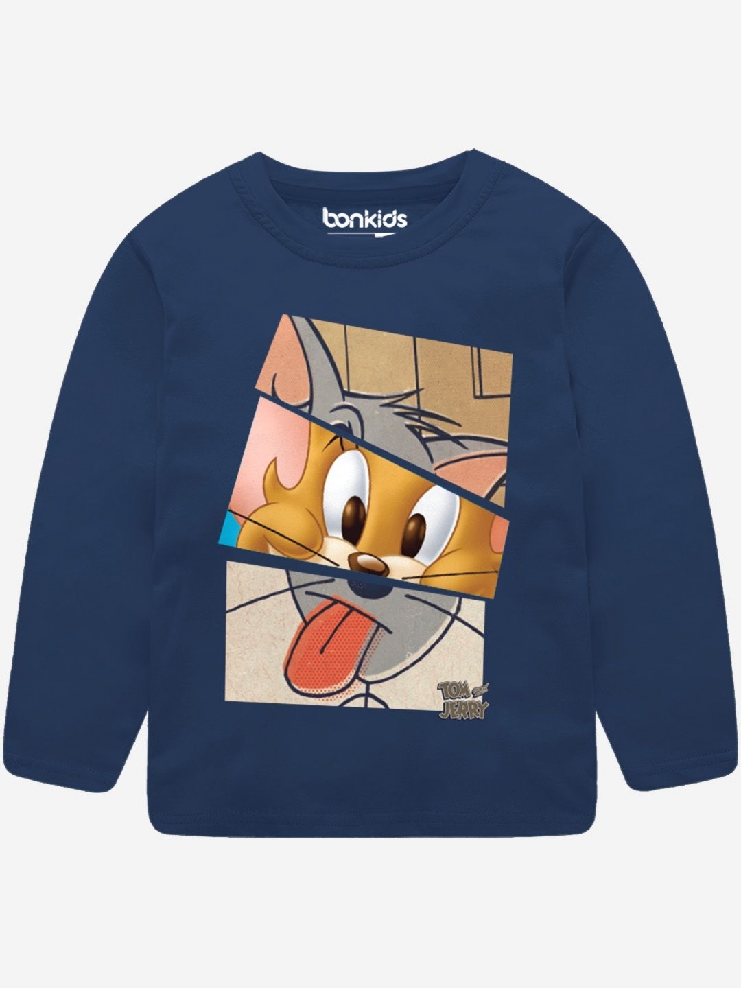 

BONKIDS Boys Printed Applique T-shirt, Navy blue