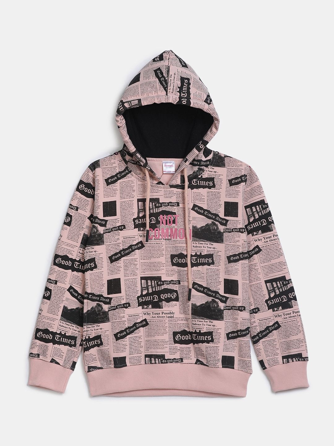 

V-Mart Girls Typography Printed Hood Cotton Pullover Sweatshirt, Pink