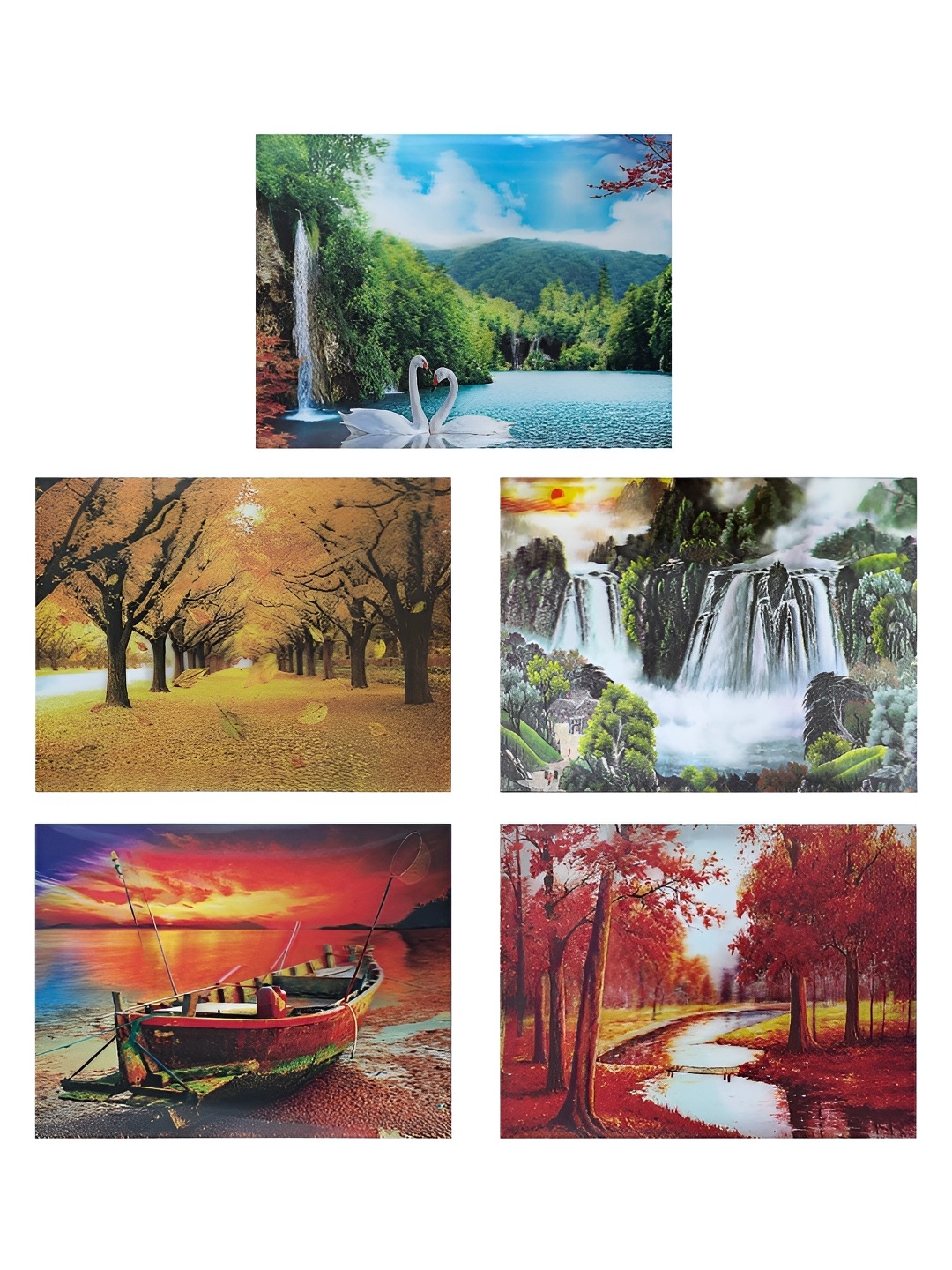 

Art Street Set of 2 Beautiful Nature Wall Painting, 5D/3D Art, Red