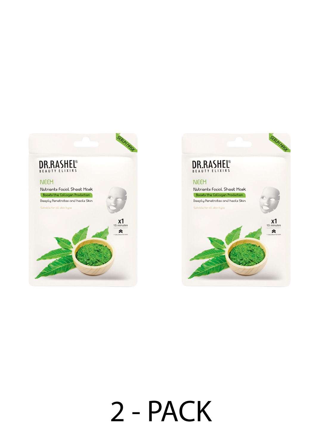 

DR.RASHEL Set Of 2 Tea Tree Sheet Mask With Serum - 20 g Each, Green
