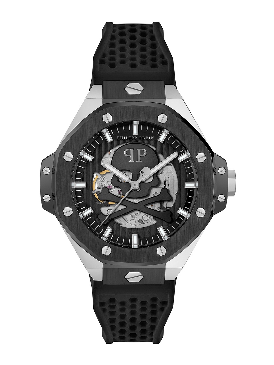 

PHILIPP PLEIN Men Brass Skeleton Dial & Straps Analogue Automatic Motion Powered Watch, Black