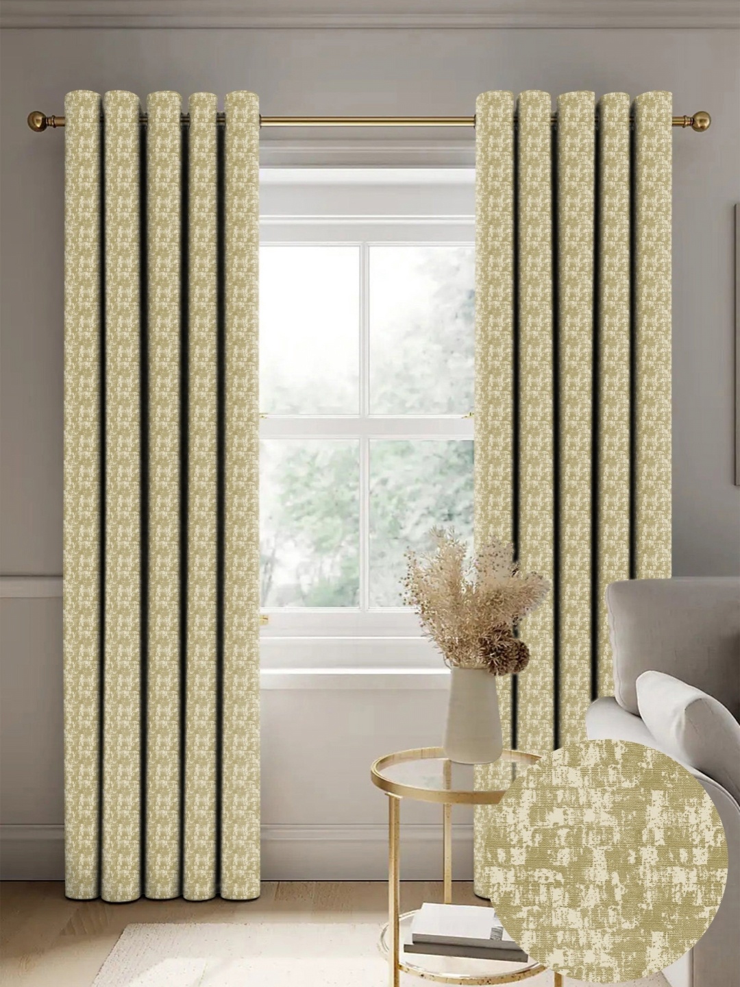 

Nefertiti Home Green Set of 2 Floral Black Out Long Door Curtain