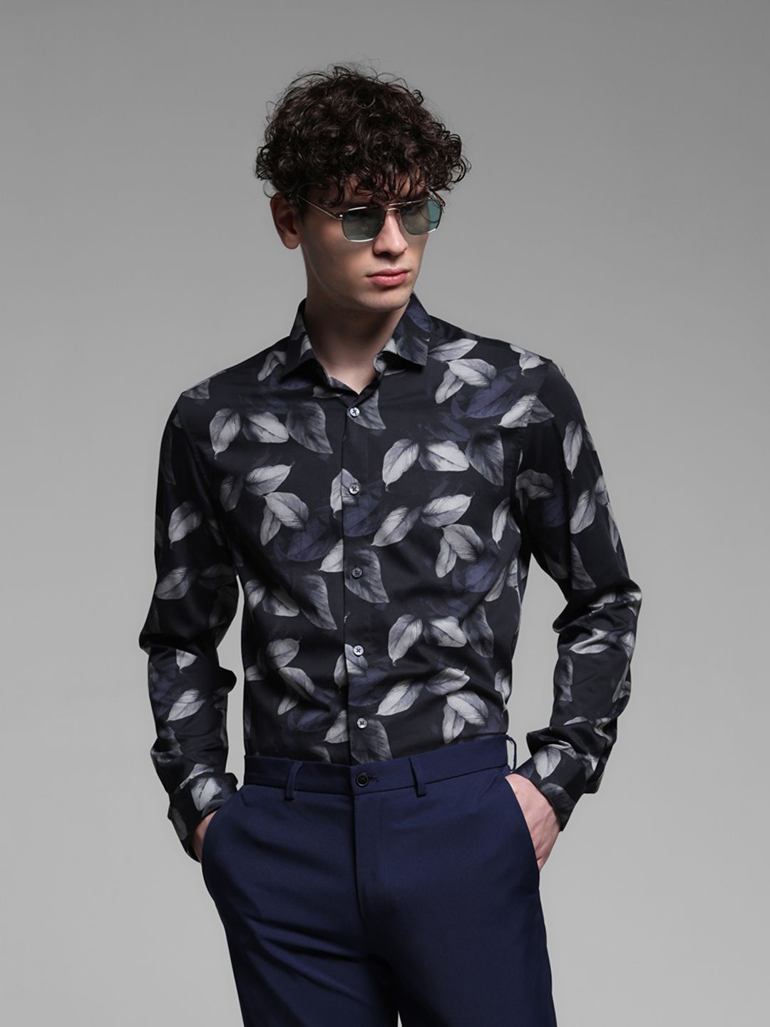 

Jack & Jones Men Spread Collar Floral Printed Cotton Slim Fit Casual Shirt, Black