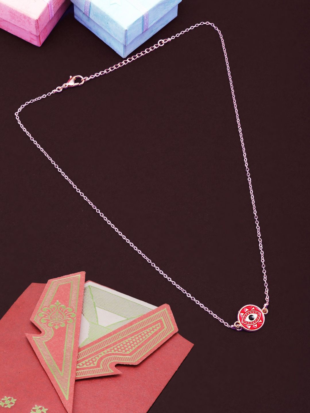 

KPOP Brass Rose Gold-Plated Enamelled Necklace