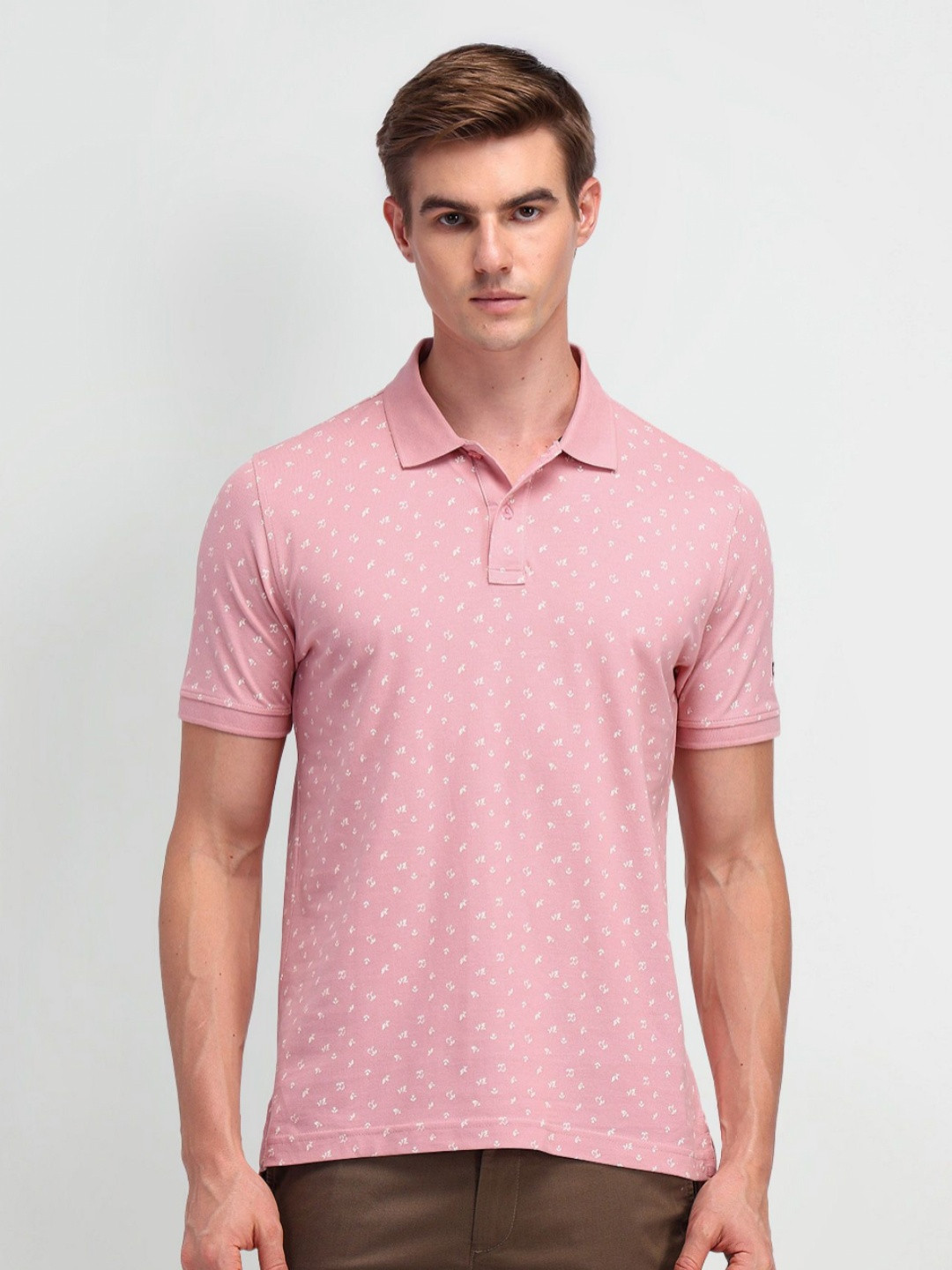 

Arrow Sport Men Floral Printed Polo Collar T-shirt, Pink
