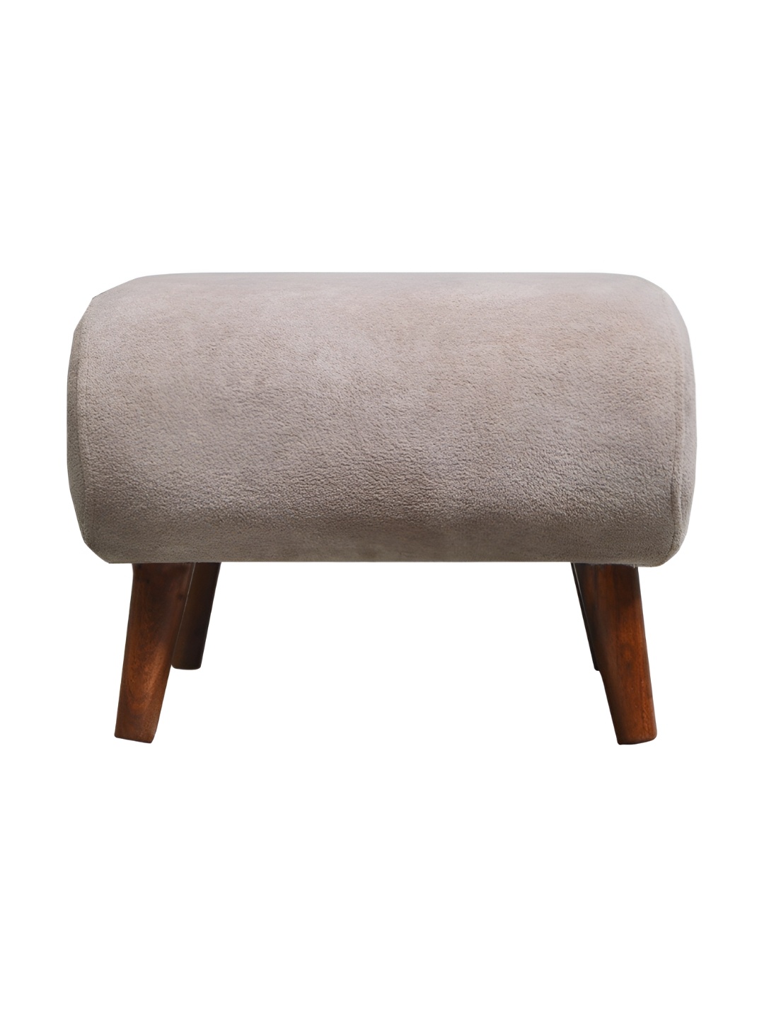 

GLOBALLY INDIAN Beige Wooden Cylindrical Puff Ottoman, Brown