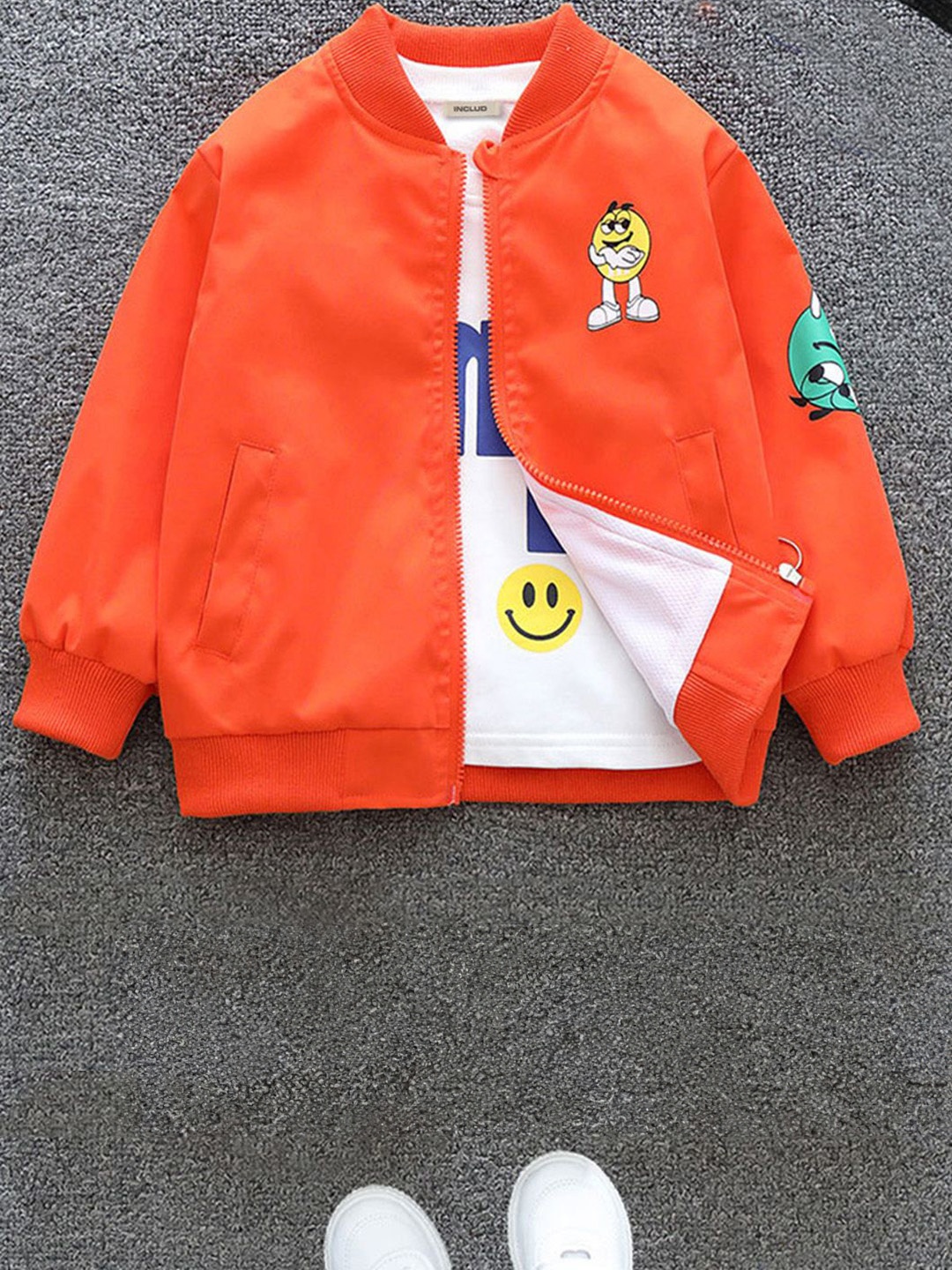 

INCLUD Boys Printed Open Front Jacket, Orange