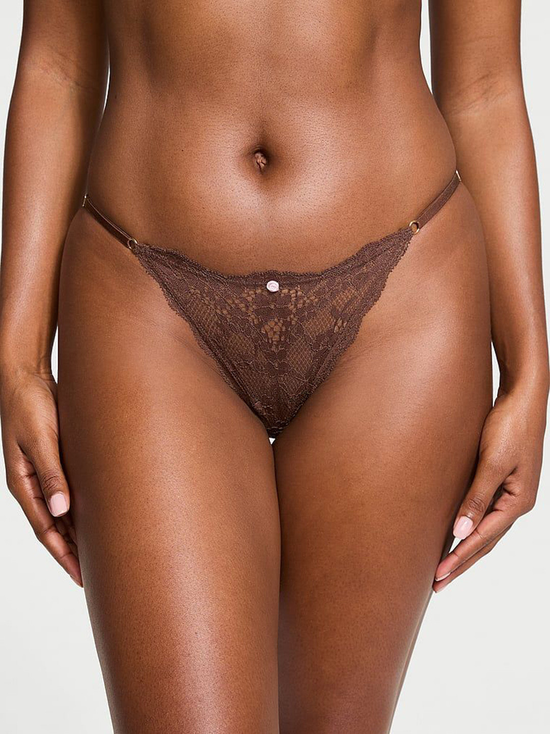 

Victoria's Secret Lace Adjustable String Bikini Briefs, Brown