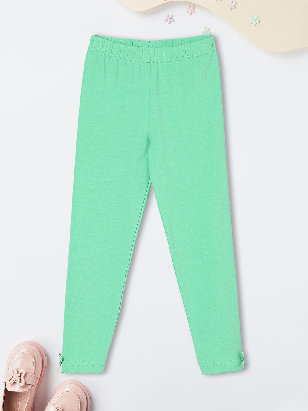 

max Girls Solid Ankle-Length Leggings, Green