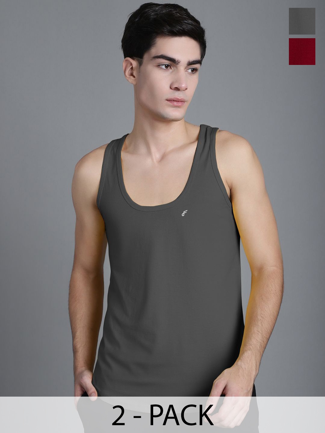 

FBAR Men Pack Of 2 Cotton Anti-Bacterial Gym Innerwear Vests, Maroon