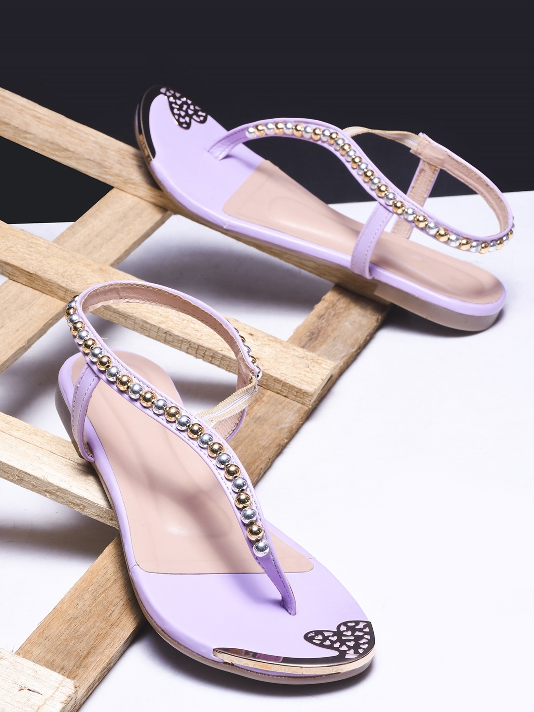 

Try Me Women Solid Ethnic Open Toe Flats, Lavender