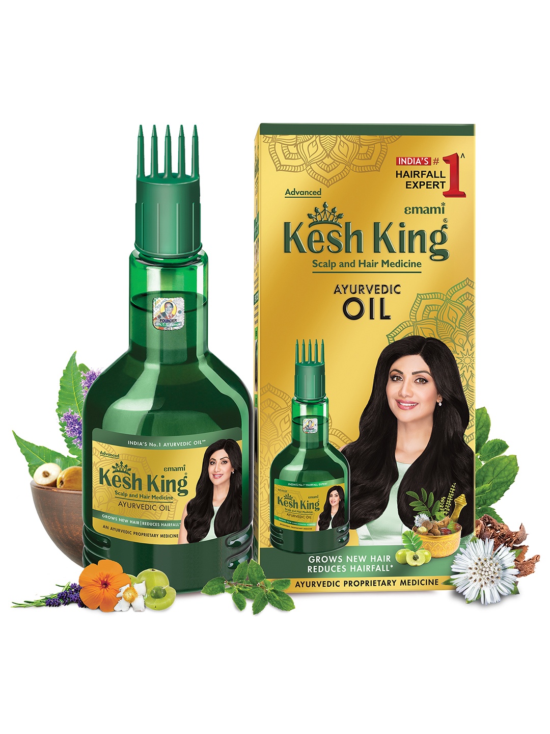 

Kesh King Ayurvedic Oil with 21 Ayurvedic Herbs to Reduce Hairfall - 450 ml, Green