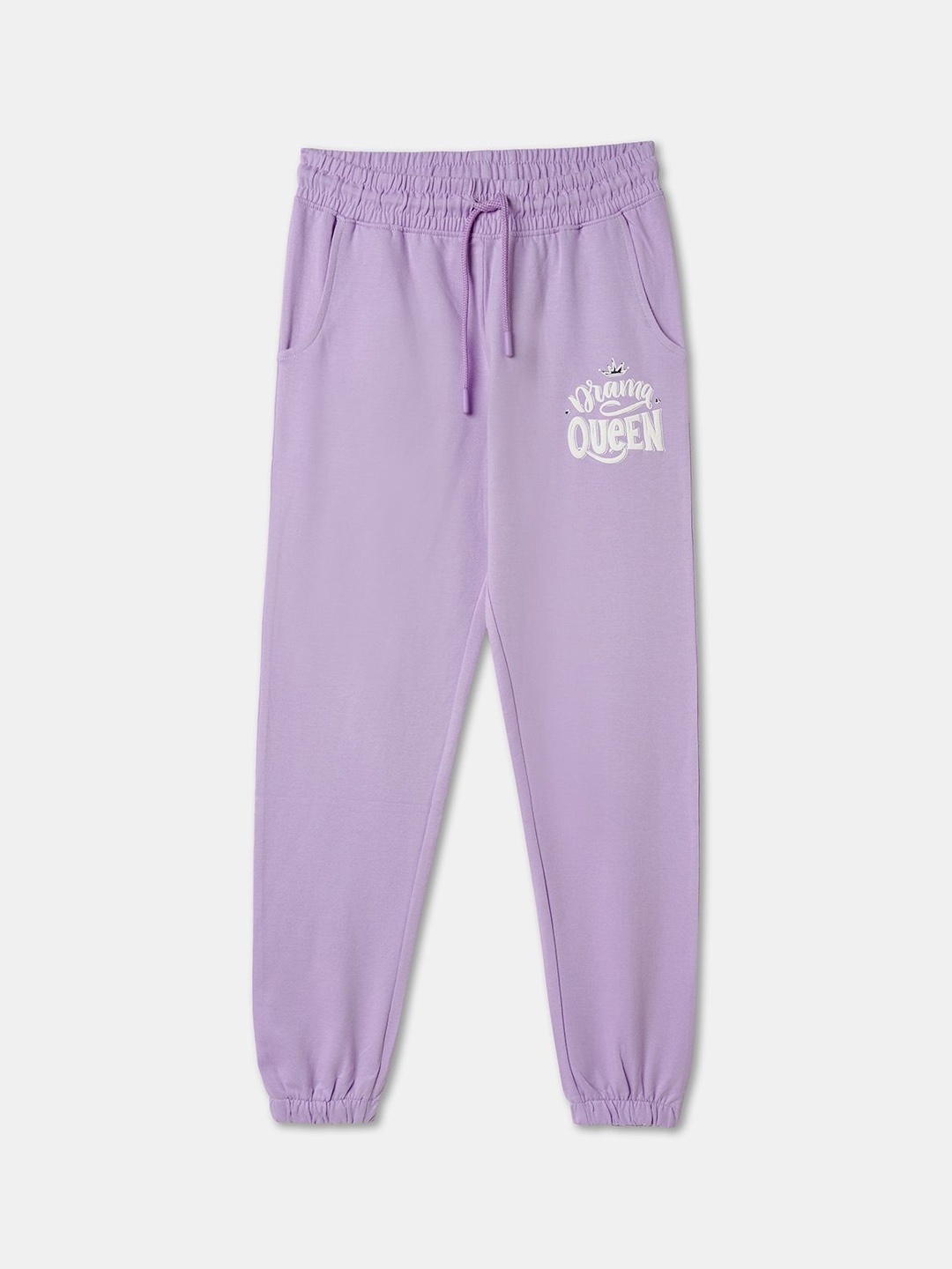 

R&B Girls Cotton Mid Rise Joggers, Purple