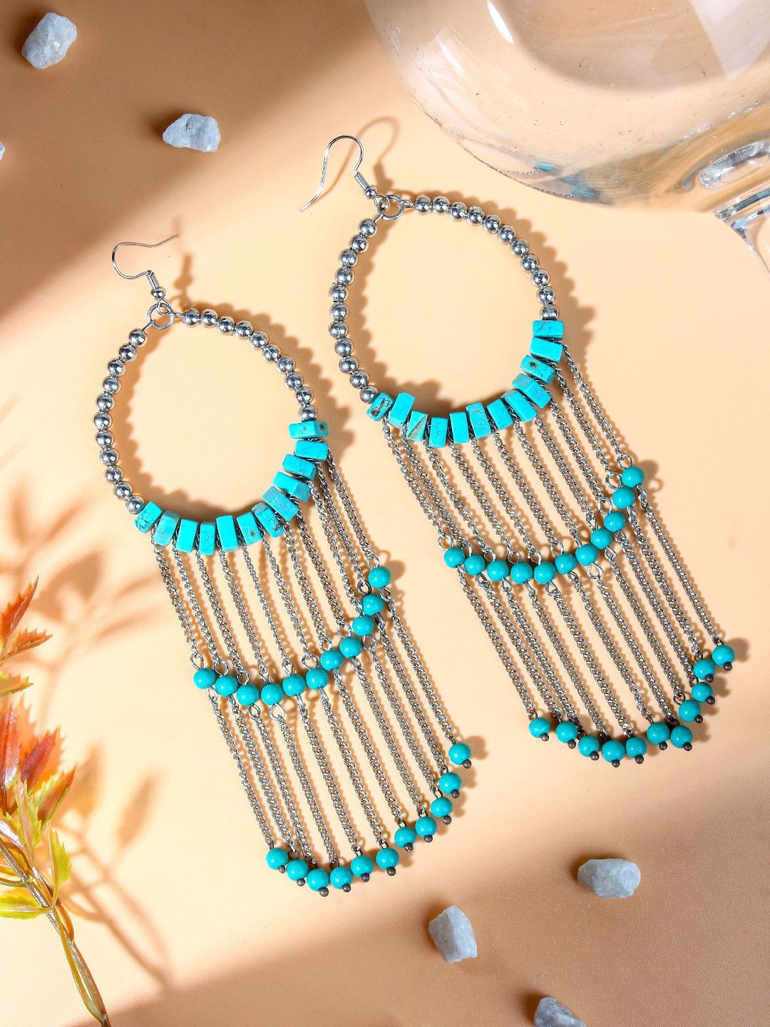 

KPOP Silver-Plated Circular Shaped Tasselled Drop Earrings