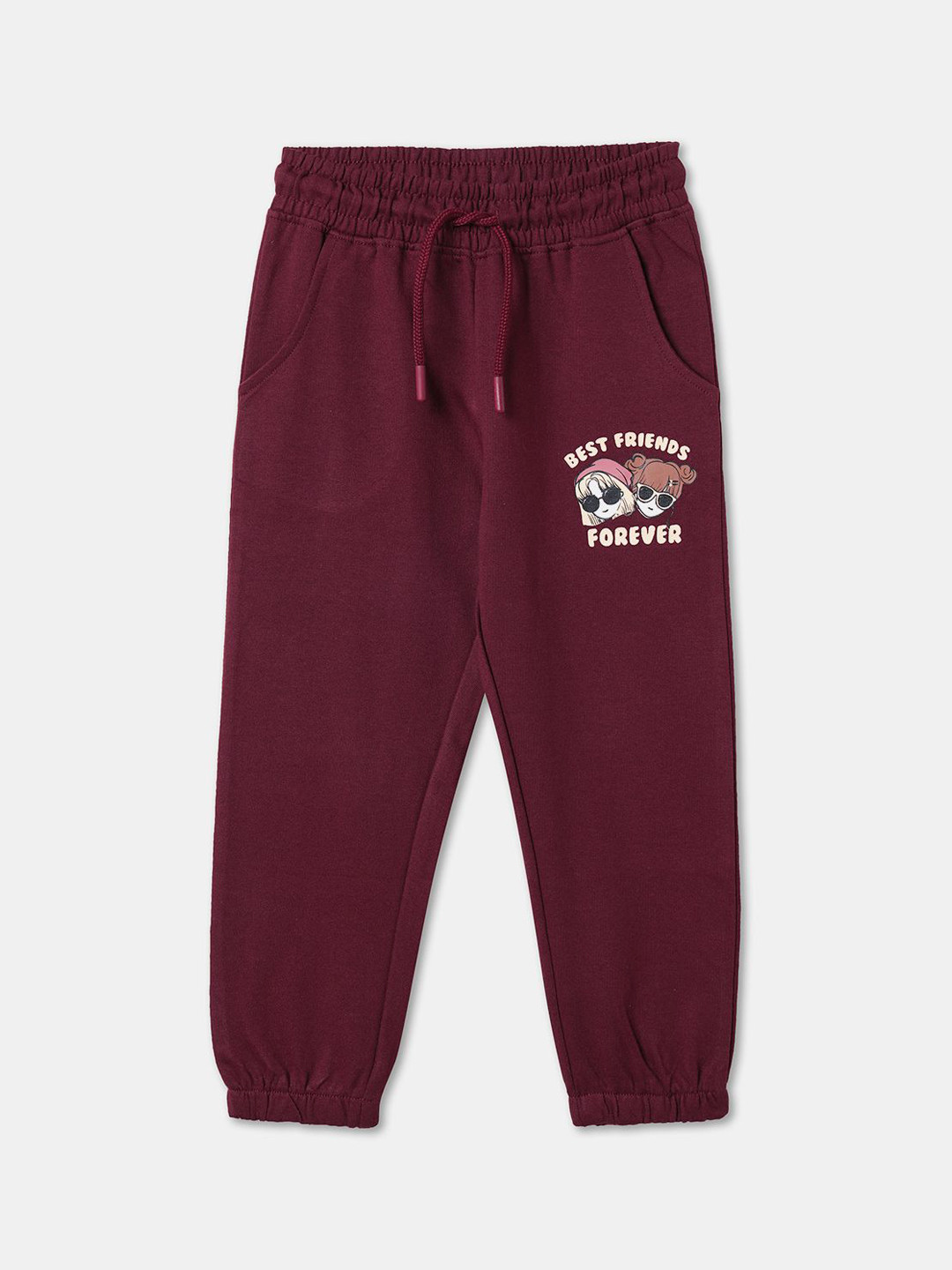 

R&B Girls Cotton Joggers, Red