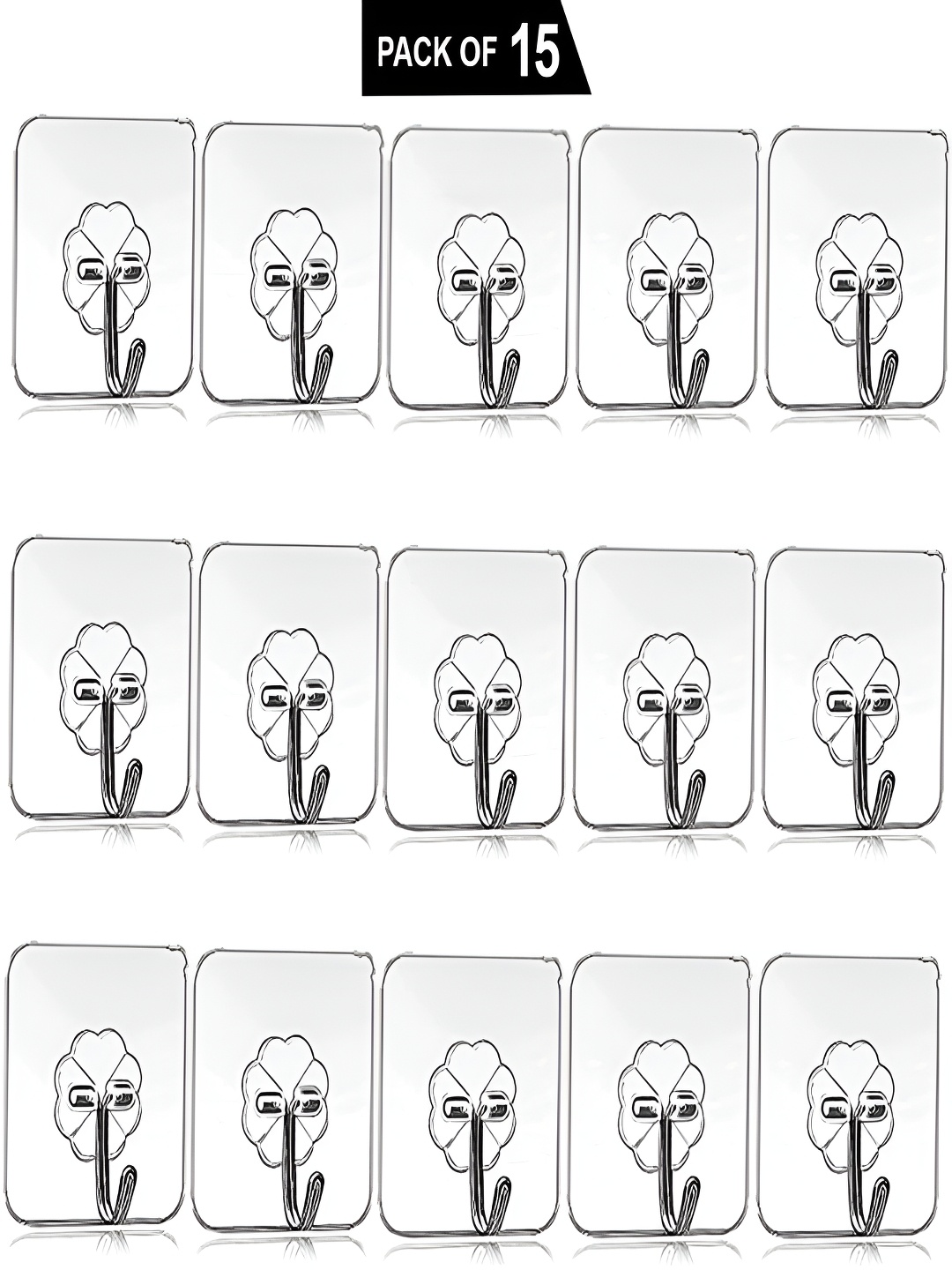 

DALUCI 15-Pcs Transparent Self Adhesive Wall Hooks