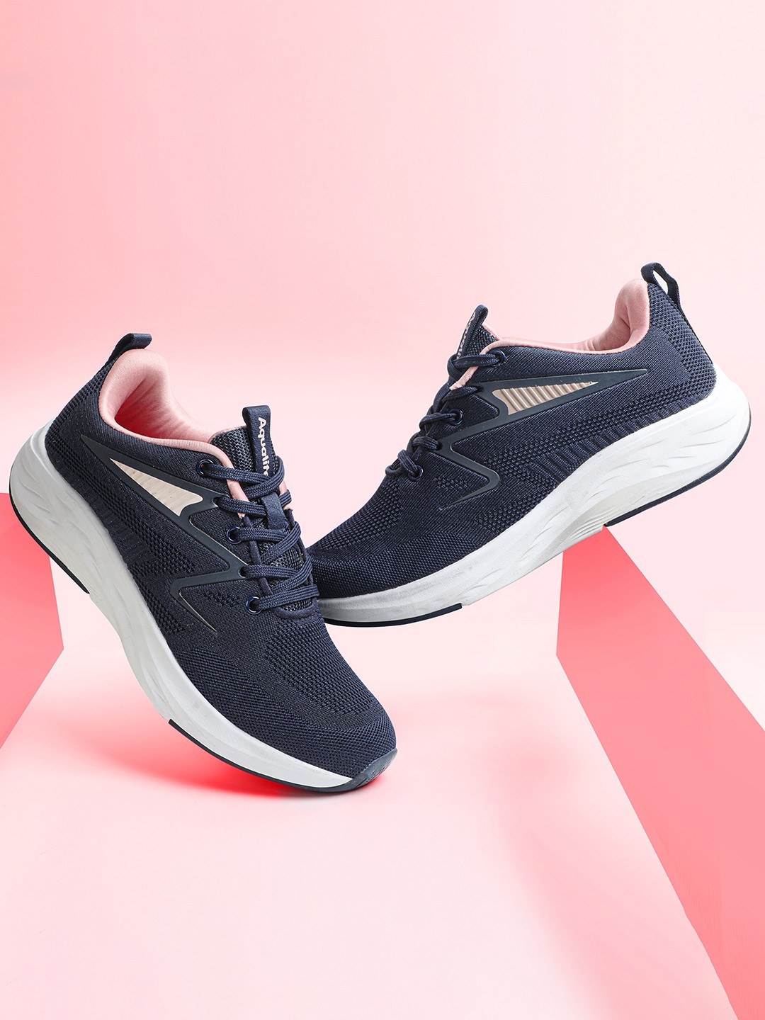 

Aqualite Women Round Toe Mesh Sneakers, Navy blue