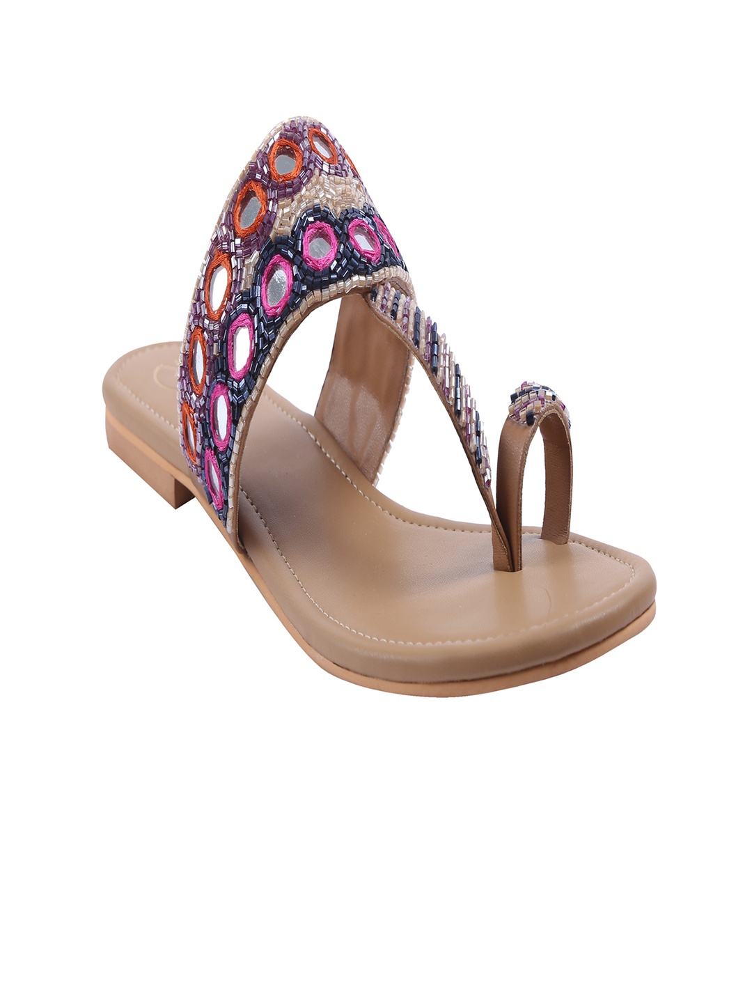 

Preet Kaur Women Embellished Ethnic One Toe Flats, Multi