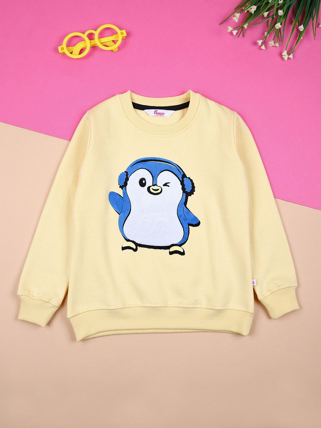 

V-Mart Girls Graphic Printed Round Neck Cotton Pullover Sweatshirt, Yellow