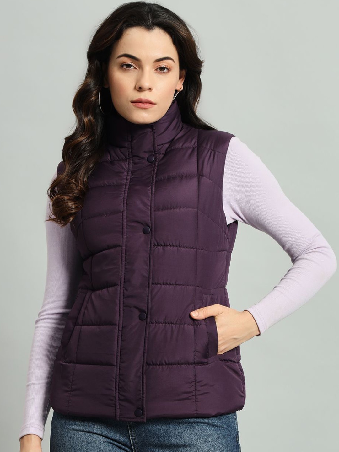 

AR-FIT Women Water Resistant Sleeveless Longline Puffer Jacket, Purple