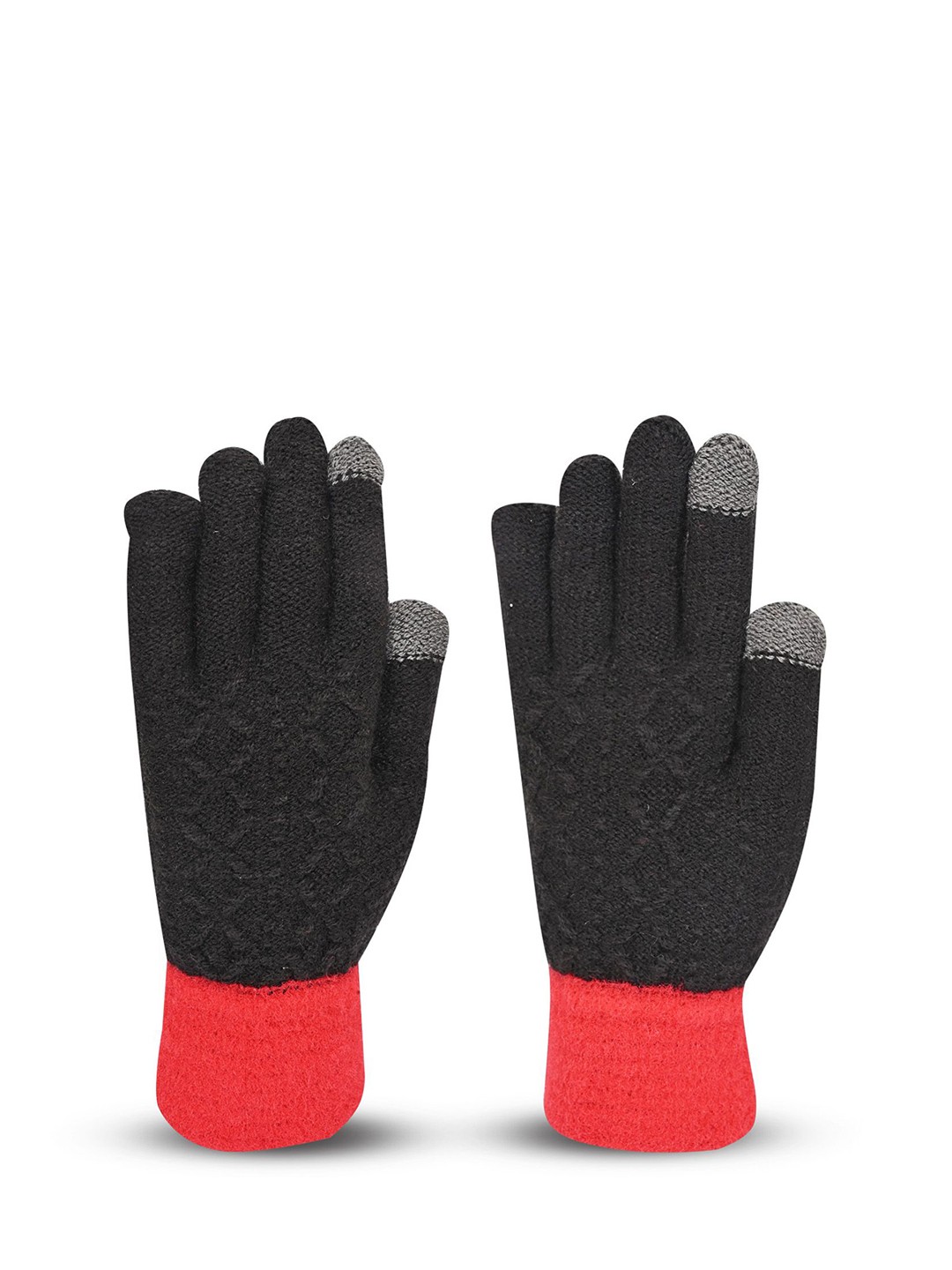 

LOOM LEGACY Women Patterned Acrylic Winter Gloves, Black