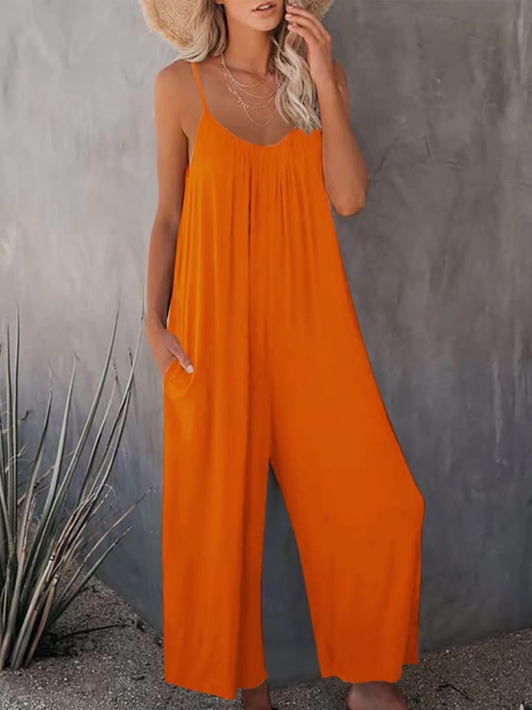 

KPOP Women Basic Jumpsuit, Orange